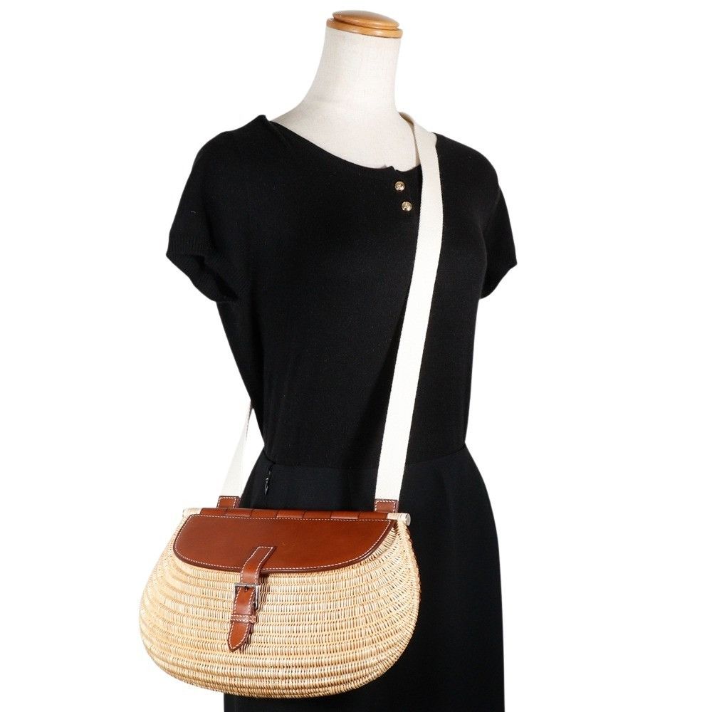Hermes Hermes Hermes Fishing Basket Leather×Willow 2way Shoulder Bag Leather Shoulder Bag Size ONE SIZE - 18 Thumbnail