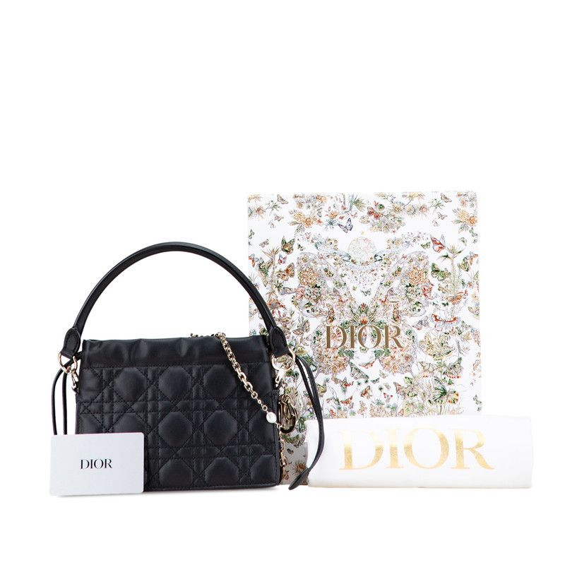 Dior Dior Dior Lady Dior Mini Cannage Lambskin 2way Bag Leather Handbag Size ONE SIZE - 9 Thumbnail