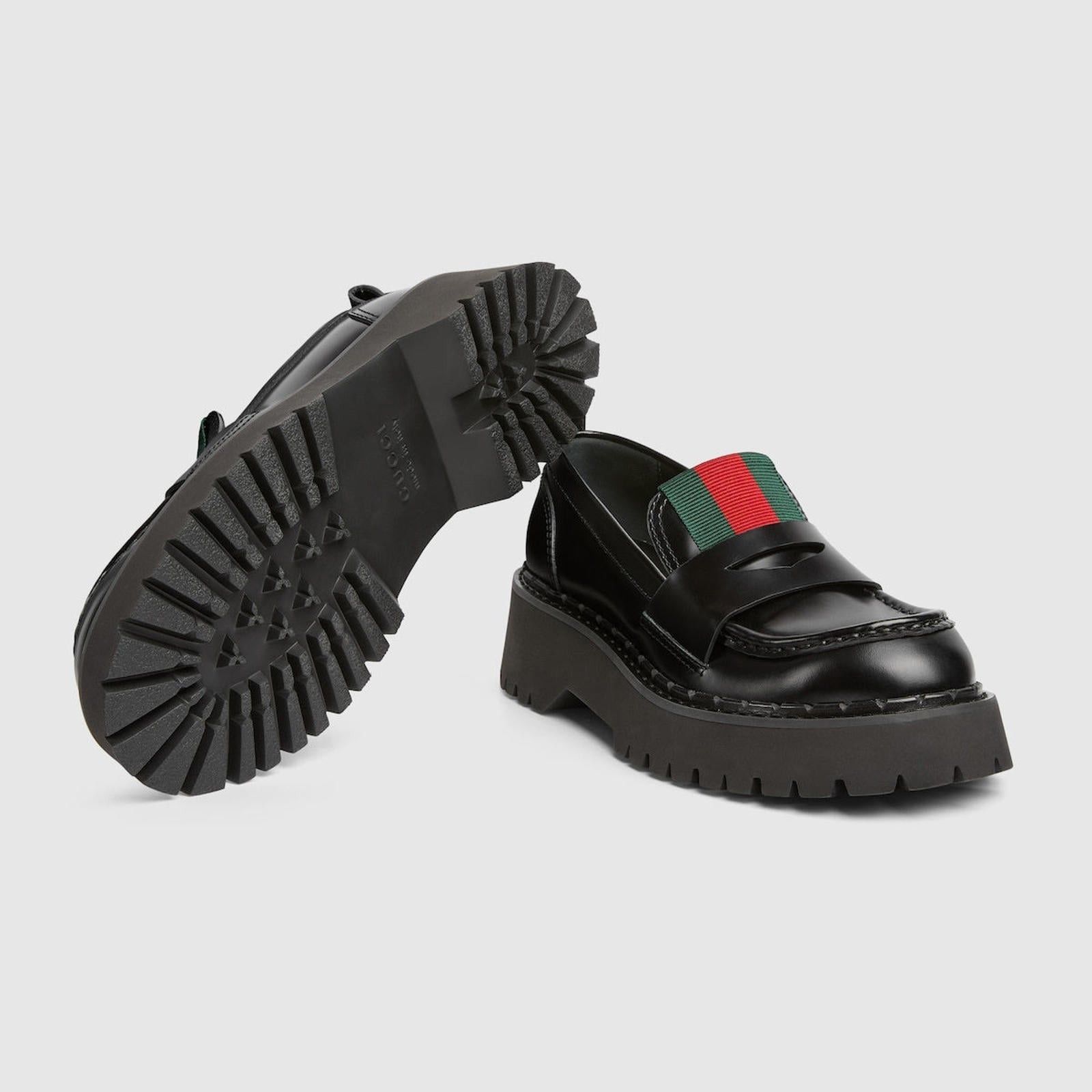 Gucci Gucci Web Leather Loafers SIZE 36 Size ONE SIZE - 4 Thumbnail
