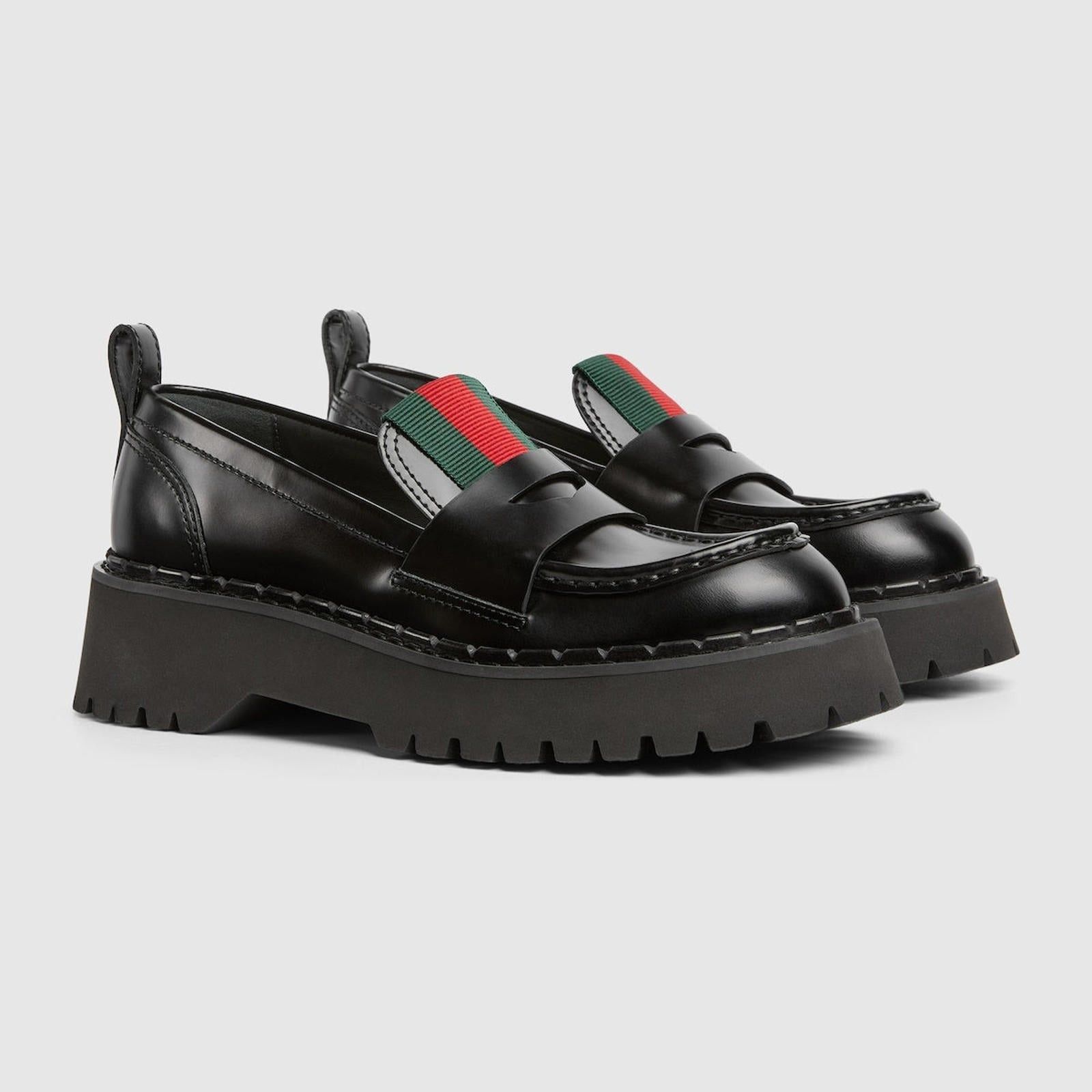 Gucci Gucci Web Leather Loafers SIZE 41 Size ONE SIZE - 2 Thumbnail