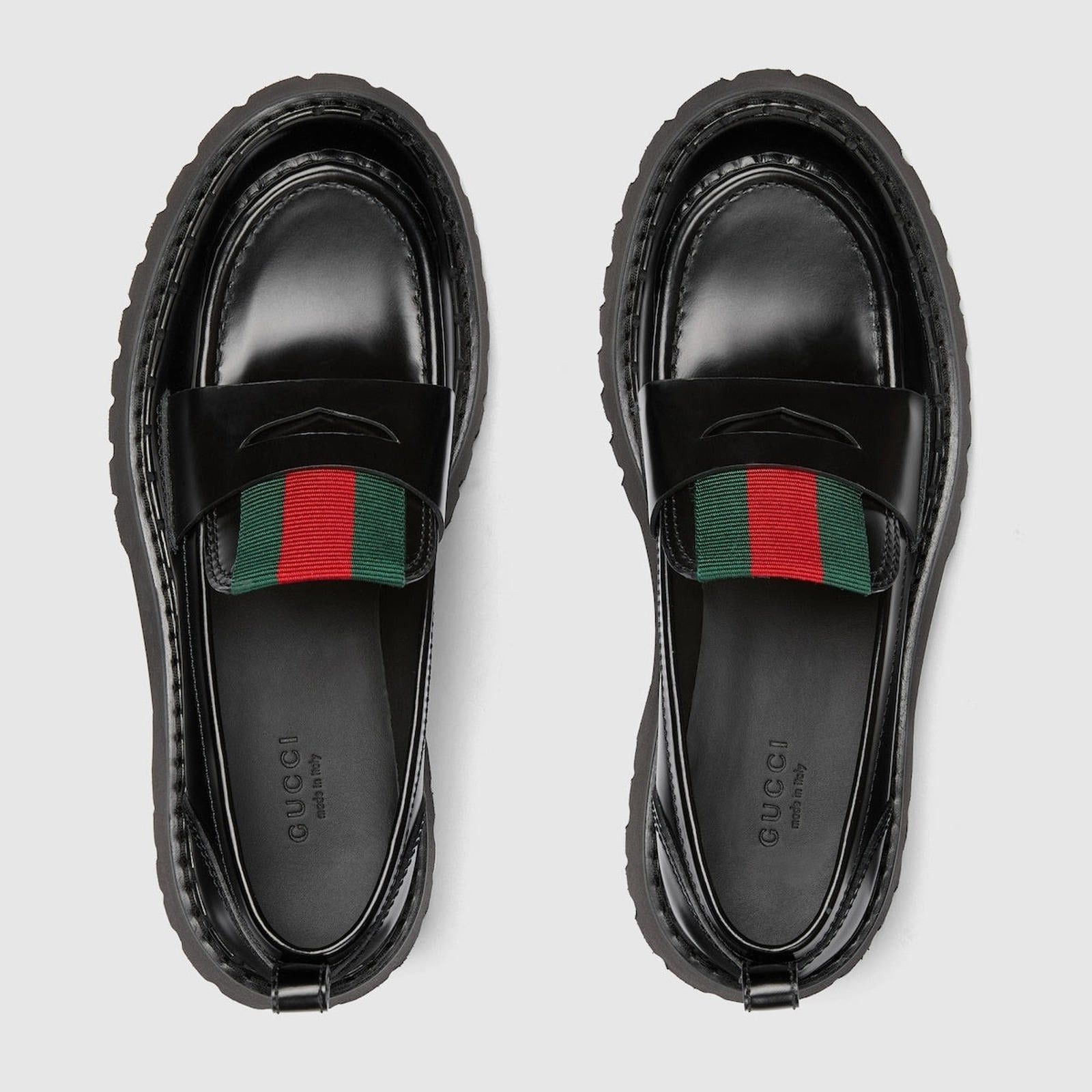 Gucci Gucci Web Leather Loafers SIZE 41 Size ONE SIZE - 3 Thumbnail
