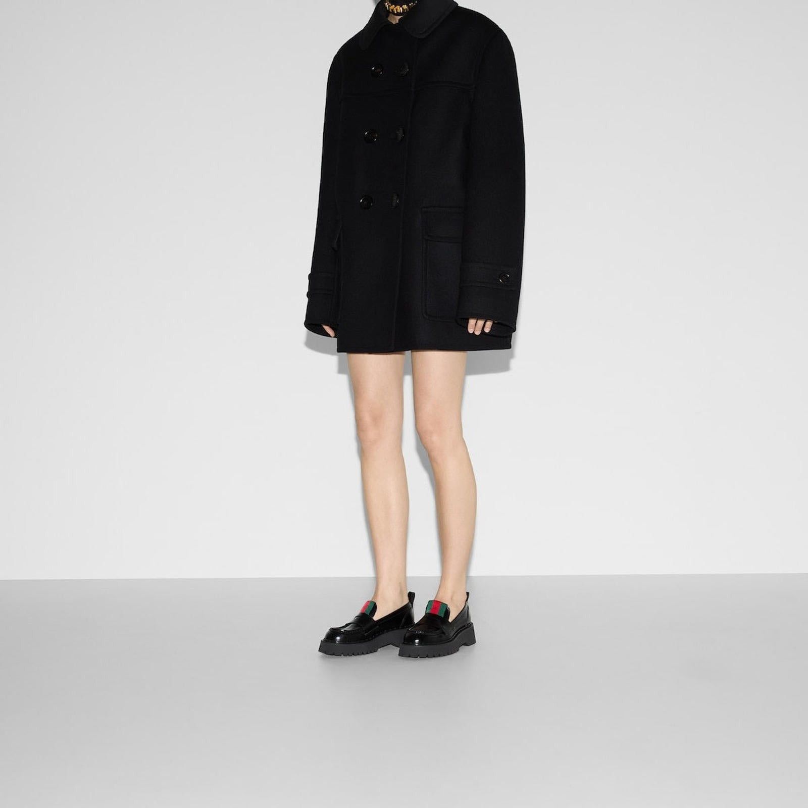 Gucci Gucci Web Leather Loafers SIZE 37.5 Size ONE SIZE - 5 Thumbnail