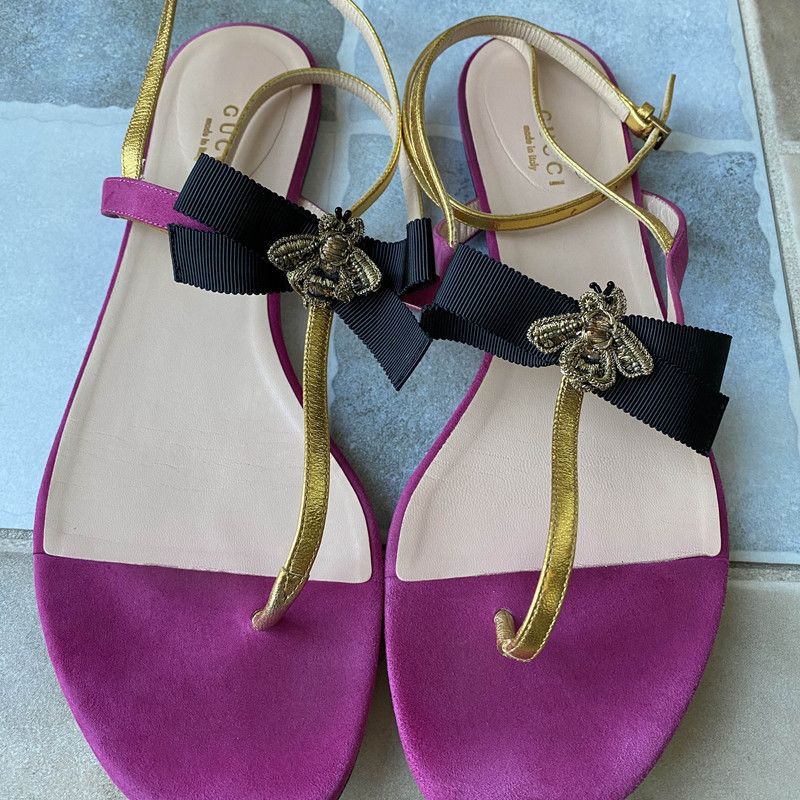 Gucci Gucci Flat Sandals in Magenta Size US 8.5 / EU 41-42 - 2 Thumbnail