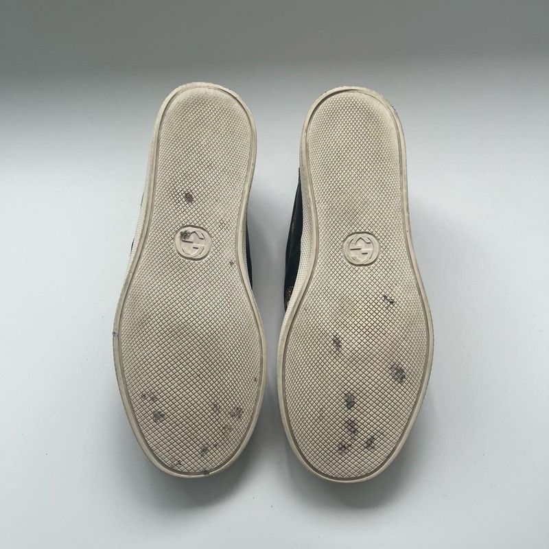 Gucci Gucci Black Leather Slip-On Sneakers with Bee Embroidery Size US 5.5 / EU 38 - 5 Thumbnail