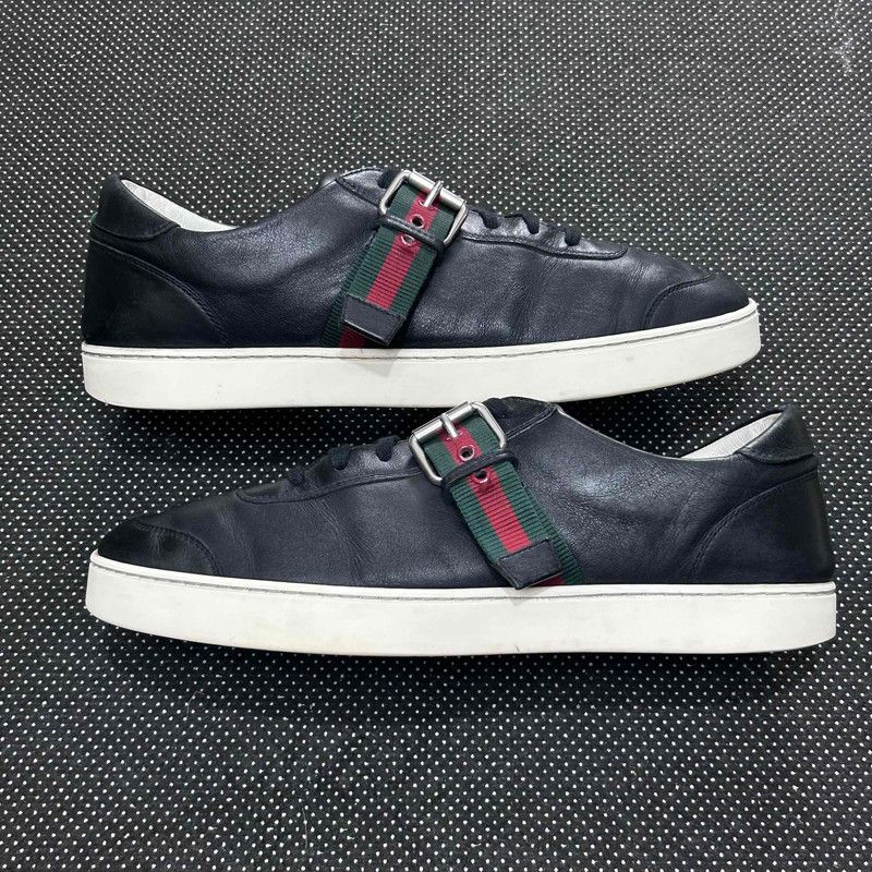 Gucci Gucci Black Leather Low-Top Fashion Sneakers Size US 9.5 / EU 42-43 - 7 Thumbnail