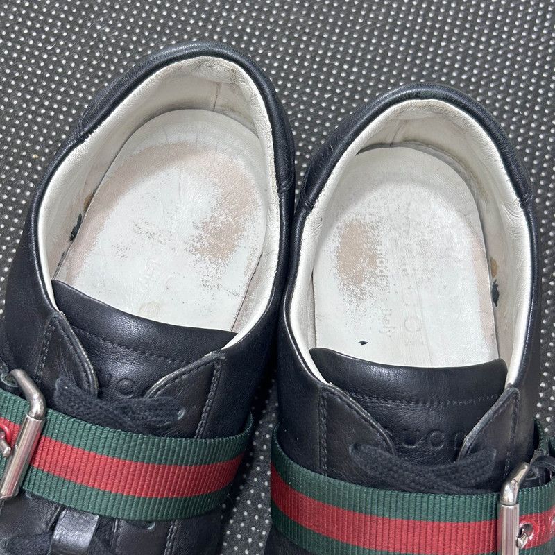 Gucci Gucci Black Leather Low-Top Fashion Sneakers Size US 9.5 / EU 42-43 - 6 Thumbnail
