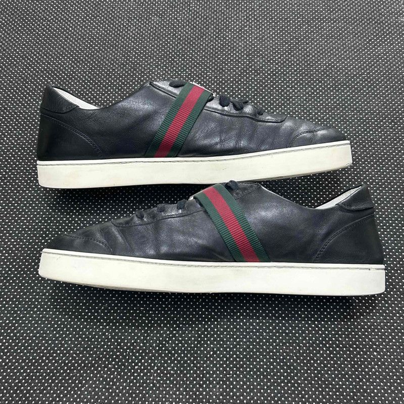 Gucci Gucci Black Leather Low-Top Fashion Sneakers Size US 9.5 / EU 42-43 - 8 Thumbnail