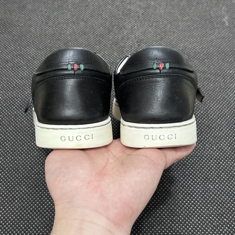 Gucci Gucci Black Leather Low-Top Fashion Sneakers Size US 9.5 / EU 42-43 - 3 Thumbnail