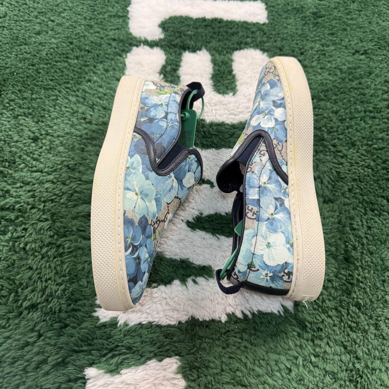 Gucci Gucci Blue Floral Slip-On Sneakers for Men Size US 9.5 / EU 42-43 - 9 Thumbnail