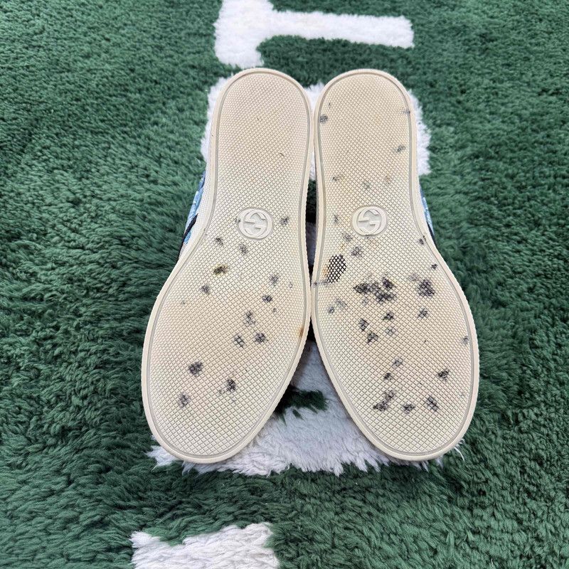 Gucci Gucci Blue Floral Slip-On Sneakers for Men Size US 9.5 / EU 42-43 - 4 Thumbnail