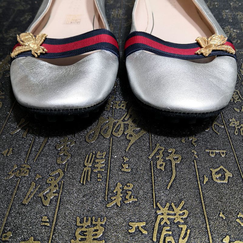 Gucci Gucci Silver Bee Ballet Flats Size US 7.5 / EU 40-41 - 16 Thumbnail