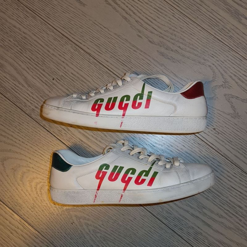 Gucci Gucci Ace Blade Sneakers with Distressed Finish Size US 8 / EU 41 - 8 Thumbnail