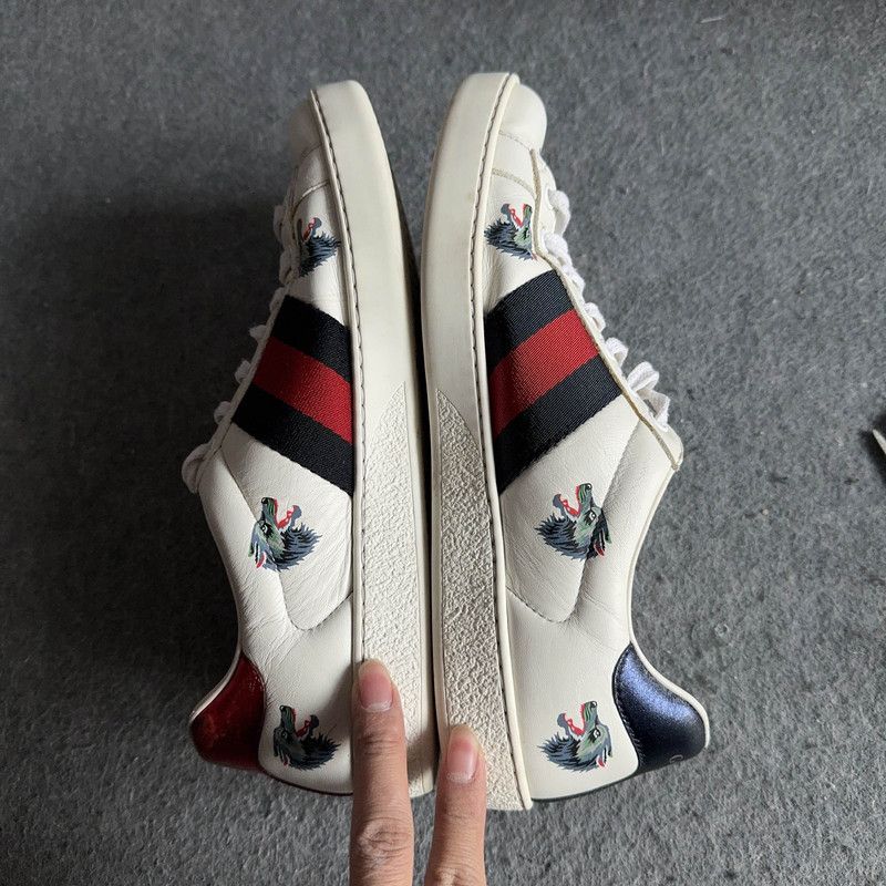 Gucci Gucci Ace Leather Wolf Emblem Low-Top Sneakers Size US 8.5 / EU 41-42 - 6 Thumbnail