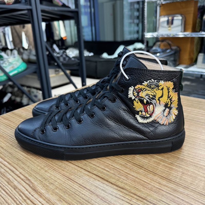Gucci Gucci Black Tiger Head Leather High-Top Sneakers Size US 9.5 / EU 42-43 - 7 Thumbnail