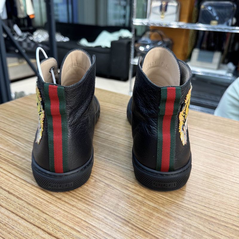Gucci Gucci Black Tiger Head Leather High-Top Sneakers Size US 9.5 / EU 42-43 - 3 Thumbnail