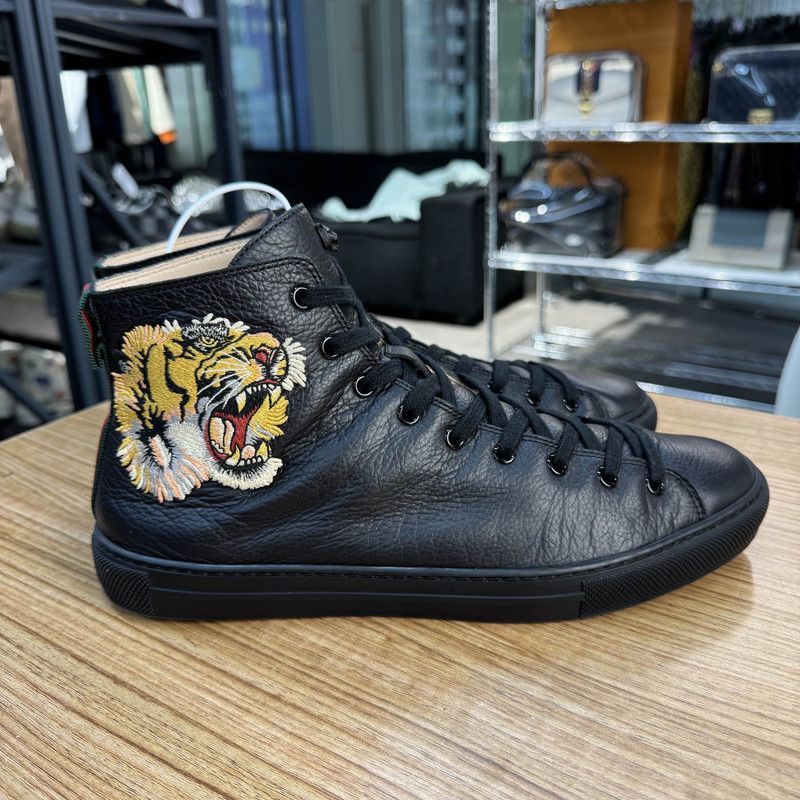 Gucci Gucci Black Tiger Head Leather High-Top Sneakers Size US 9.5 / EU 42-43 - 6 Thumbnail