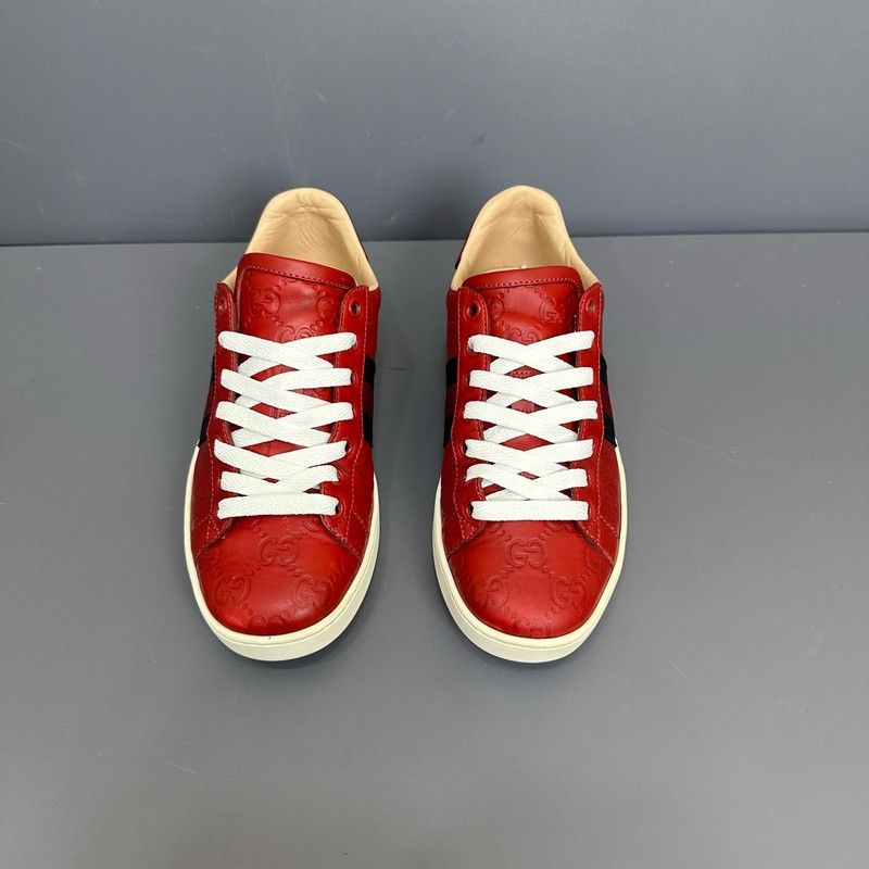 Gucci Gucci Ace Leather Low-Top Sneakers in Red Size US 5.5 / EU 38 - 2 Thumbnail