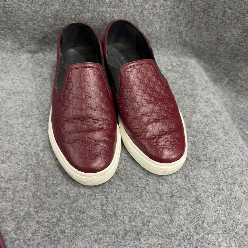 Gucci Gucci Leather Slip-On Fashion Sneakers in Burgundy Size US 7.5 / EU 40-41 - 6 Thumbnail
