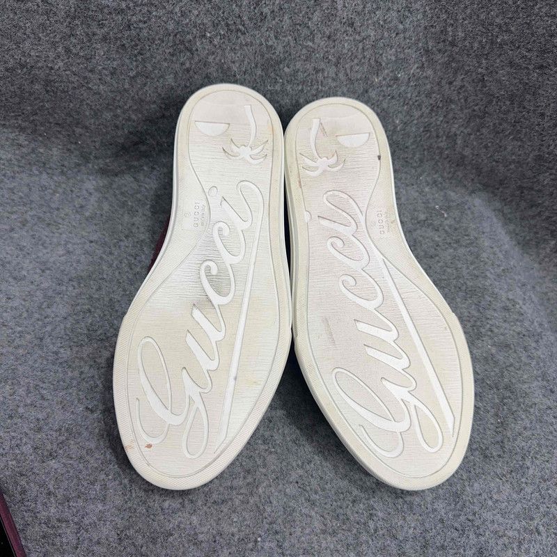 Gucci Gucci Leather Slip-On Fashion Sneakers in Burgundy Size US 7.5 / EU 40-41 - 4 Thumbnail