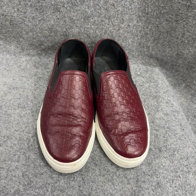 Gucci Gucci Leather Slip-On Fashion Sneakers in Burgundy Size US 7.5 / EU 40-41 - 2 Thumbnail