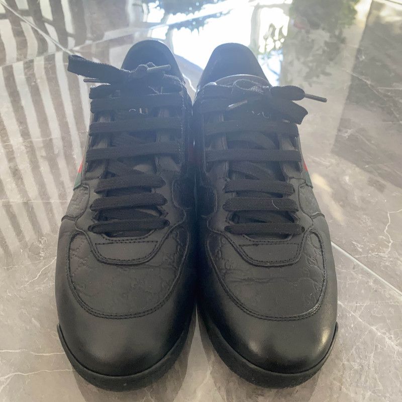 Gucci Gucci Black Leather Casual Sneakers for Everyday Wear Size US 8.5 / EU 41-42 - 2 Thumbnail