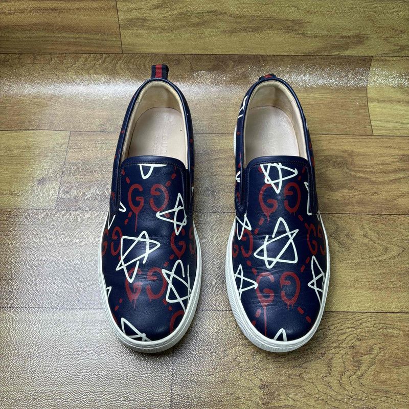 Gucci Gucci Leather Printed Slip-On Sneakers Size US 8.5 / EU 41-42 - 2 Thumbnail