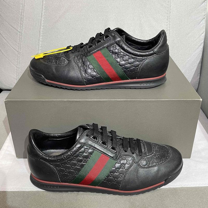 Gucci Gucci Black Leather Casual Sneakers Size US 8 / EU 41 - 6 Thumbnail