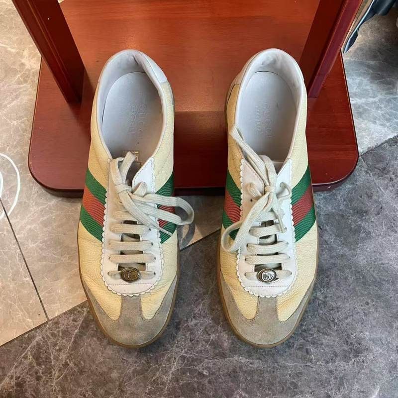 Gucci Gucci Web Leather Low-Top Fashion Sneakers Size US 10.5 / EU 43-44 - 2 Thumbnail