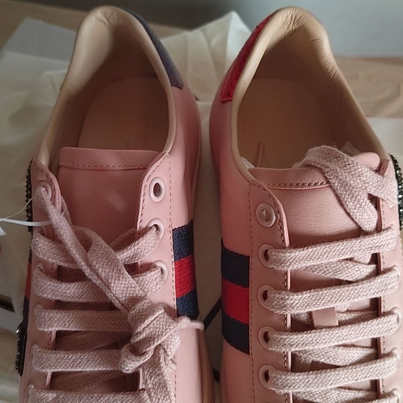 Gucci Gucci Ace Pink Embellished Sneakers Size US 5.5 / EU 38 - 9 Thumbnail