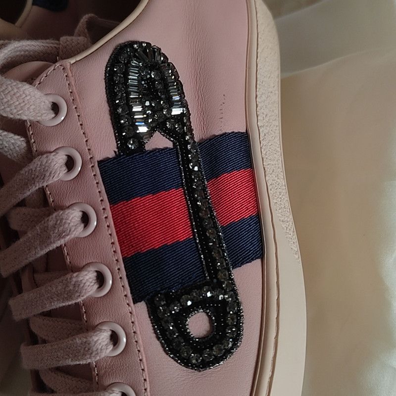 Gucci Gucci Ace Pink Embellished Sneakers Size US 5.5 / EU 38 - 7 Thumbnail