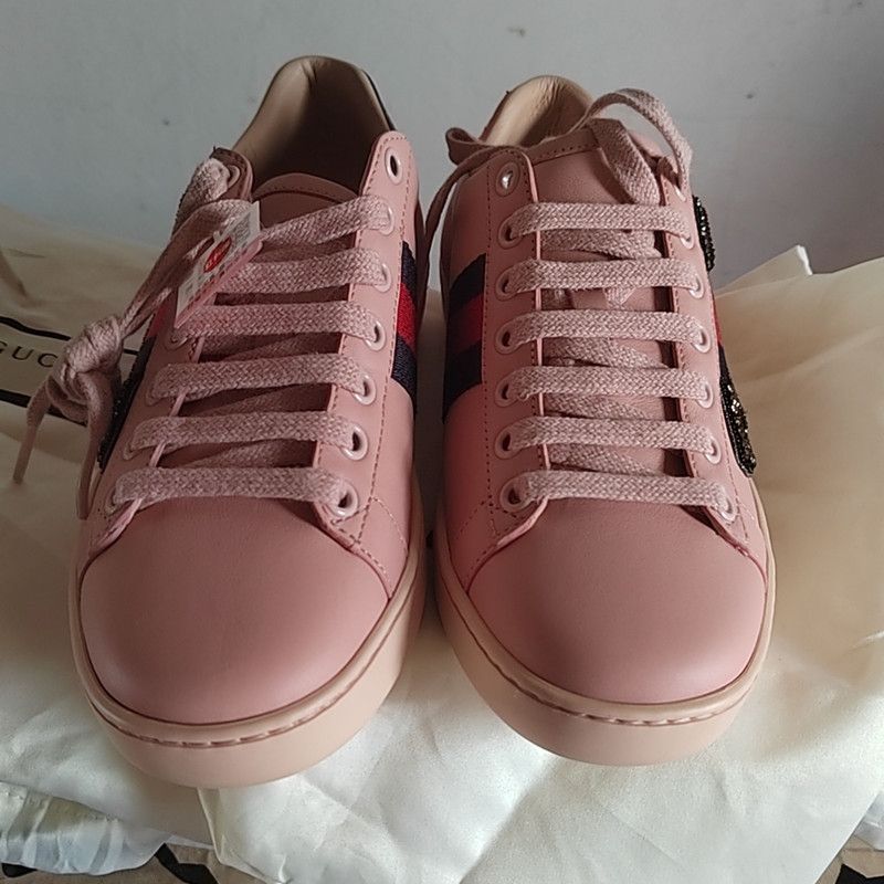 Gucci Gucci Ace Pink Embellished Sneakers Size US 5.5 / EU 38 - 2 Thumbnail