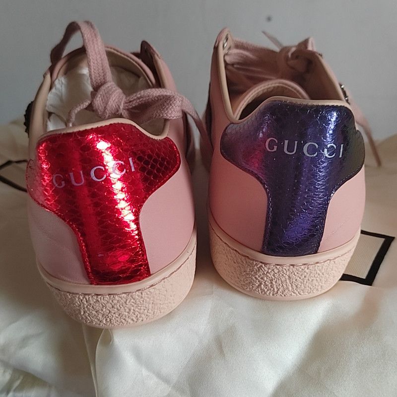 Gucci Gucci Ace Pink Embellished Sneakers Size US 5.5 / EU 38 - 3 Thumbnail