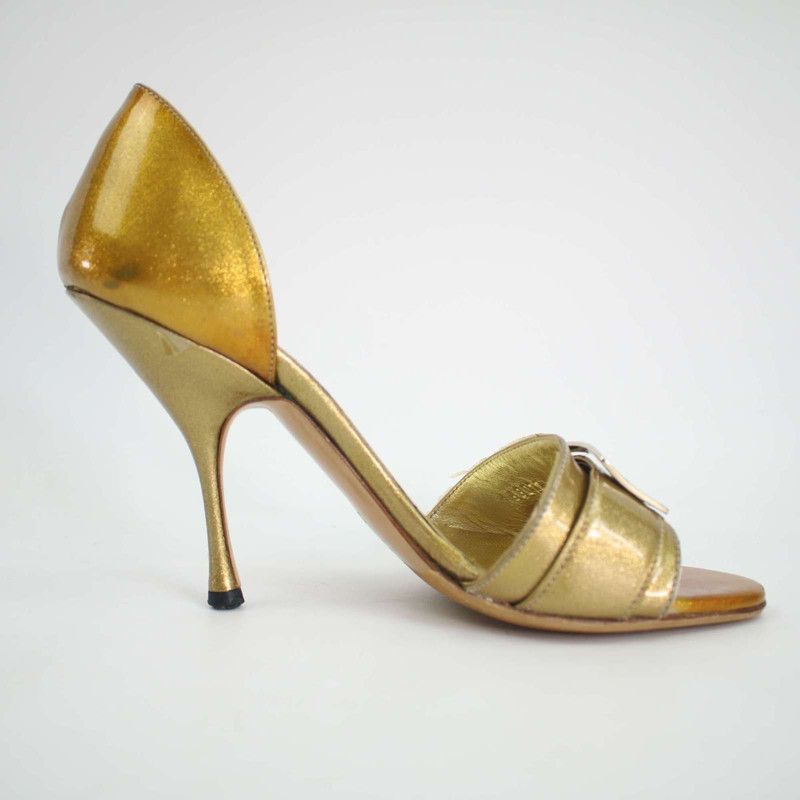 Gucci Gucci Gold High Heels with Buckle Detail Size US 5.5 / EU 38 - 10 Thumbnail