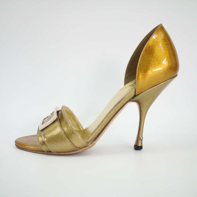 Gucci Gucci Gold High Heels with Buckle Detail Size US 5.5 / EU 38 - 9 Thumbnail