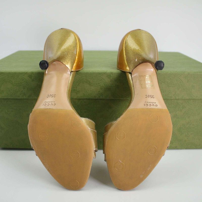 Gucci Gucci Gold High Heels with Buckle Detail Size US 5.5 / EU 38 - 7 Thumbnail