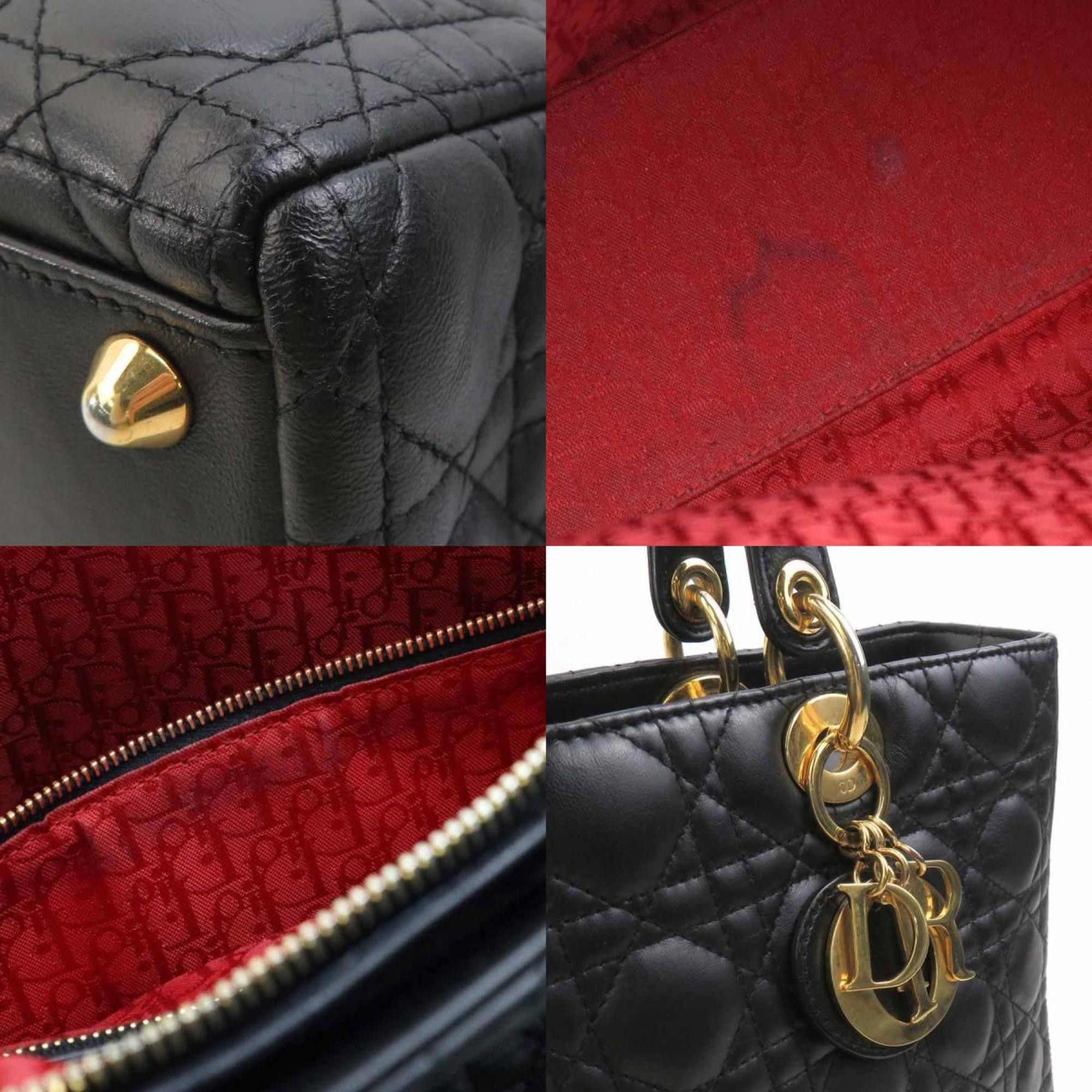 Dior Christian Dior Lady Handbag Shoulder Bag Leather Black Gold Women's e60714a Size ONE SIZE - 3 Thumbnail