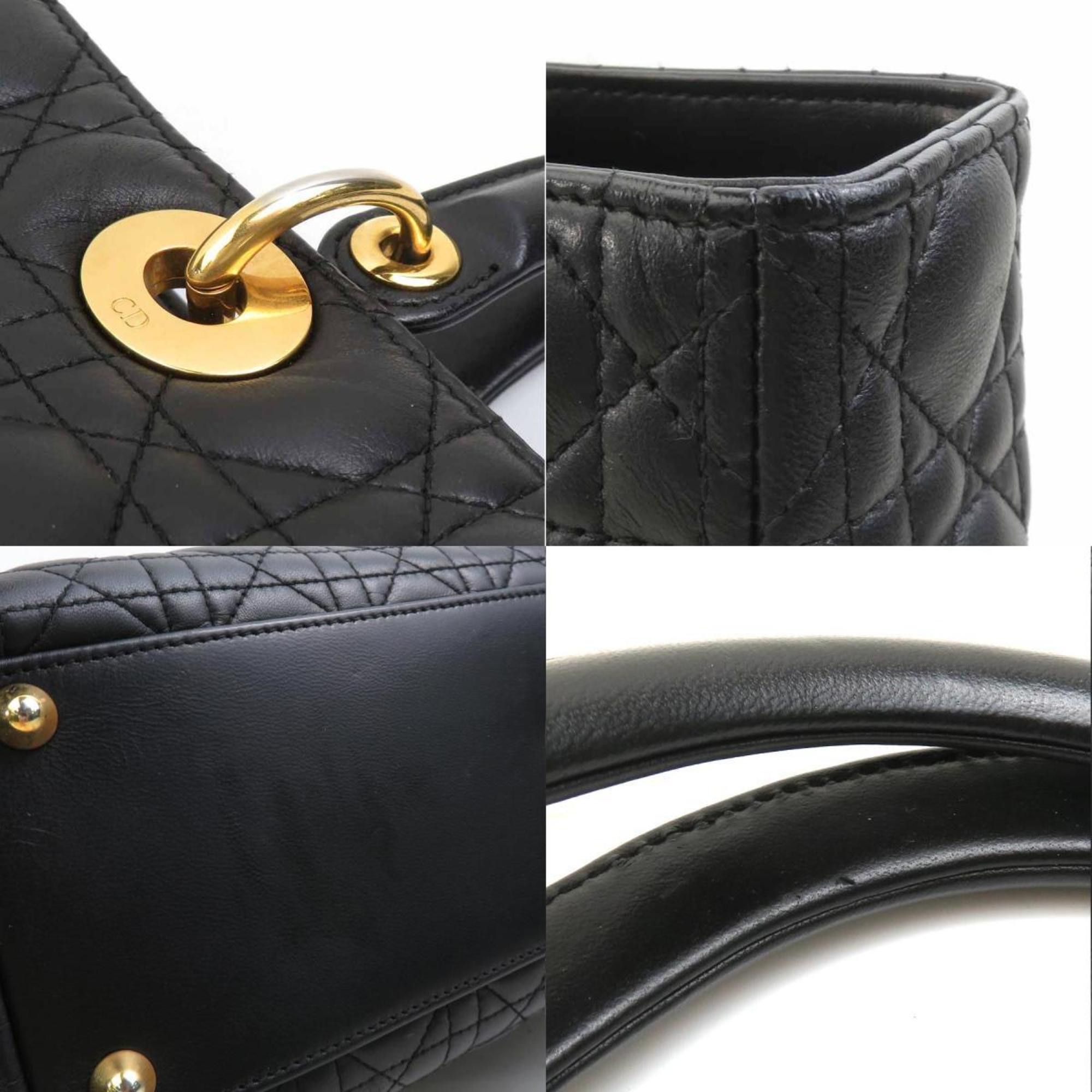 Dior Christian Dior Lady Handbag Shoulder Bag Leather Black Gold Women's e60714a Size ONE SIZE - 4 Thumbnail