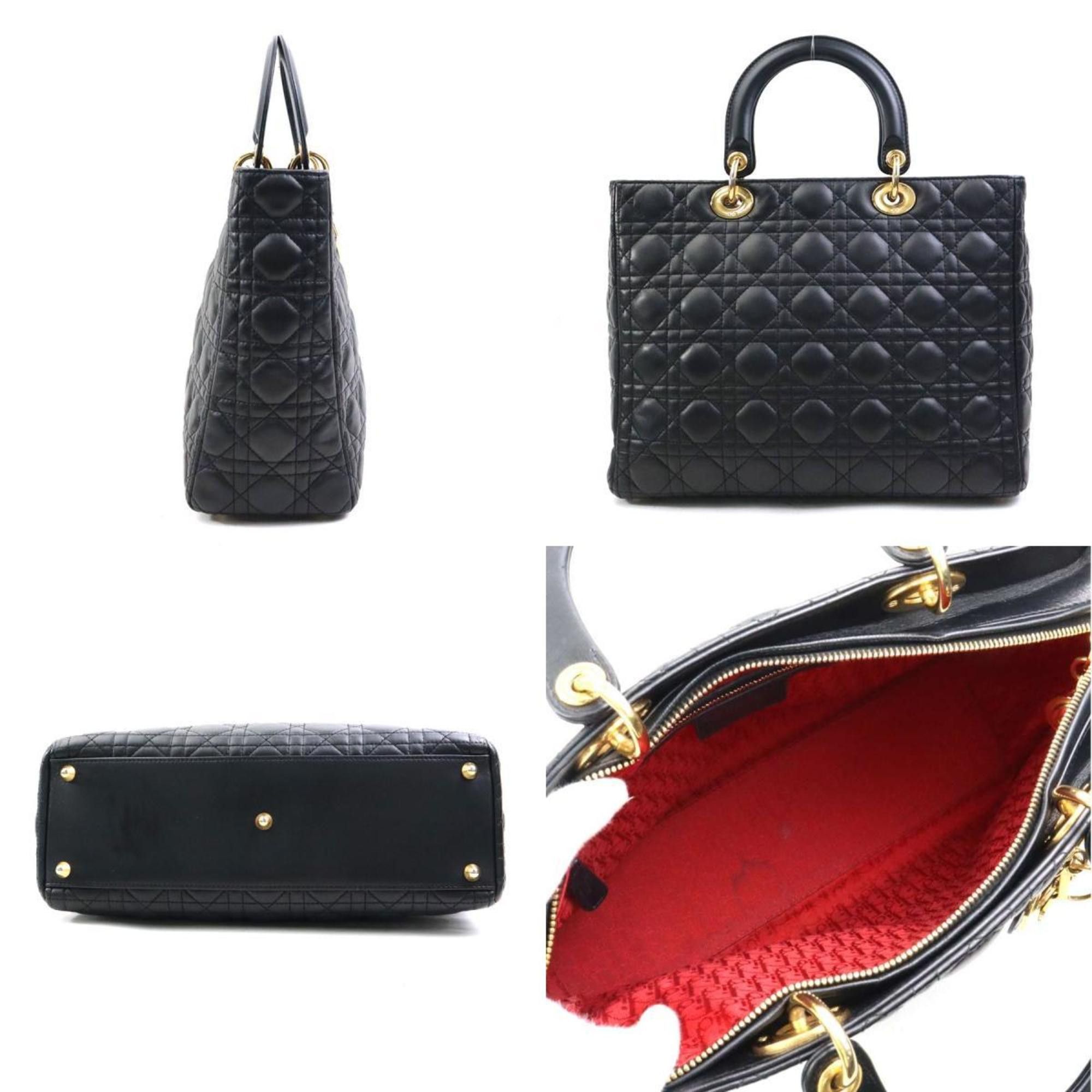 Dior Christian Dior Lady Handbag Shoulder Bag Leather Black Gold Women's e60714a Size ONE SIZE - 2 Thumbnail