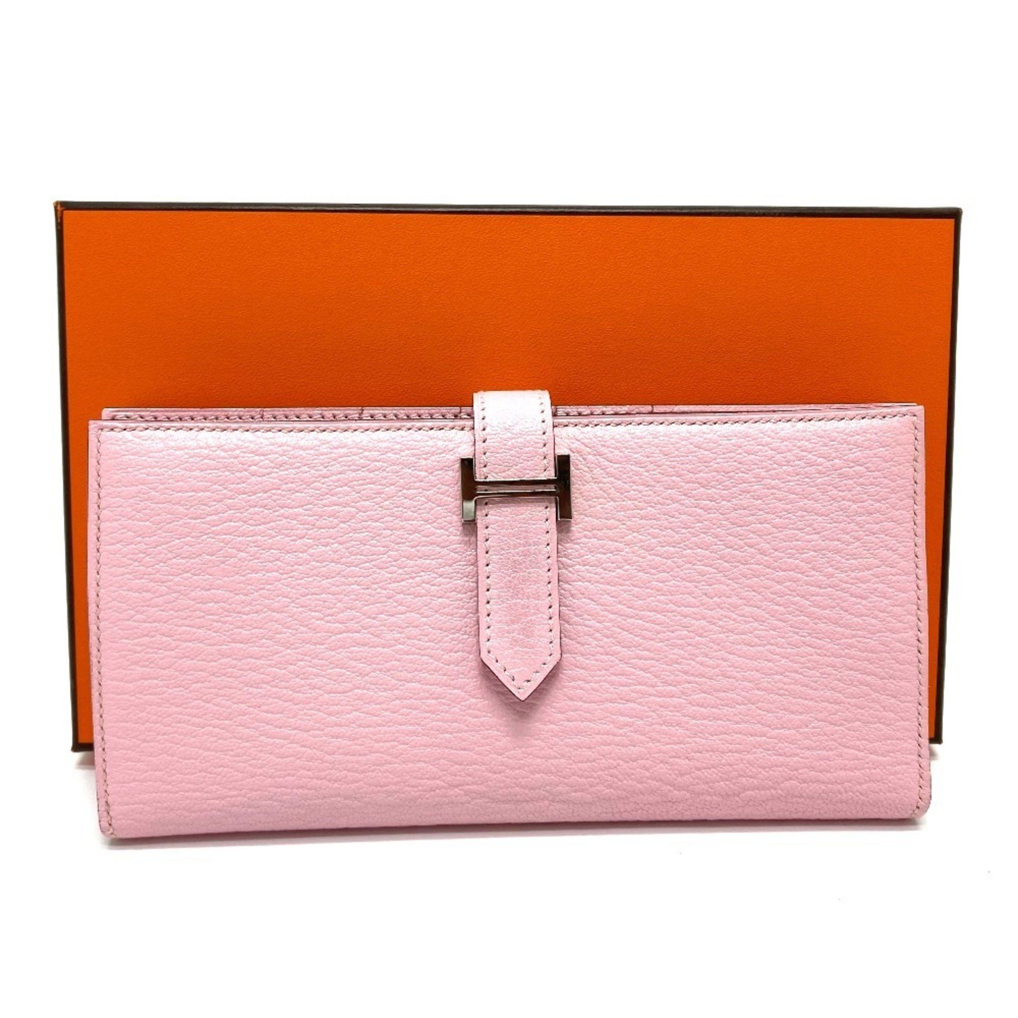 Hermes HERMES Bearn Soufflet Long Wallet with H Hardware, Chevre Mysore, Rose Sakura, Pink, for Women Size ONE SIZE - 12 Thumbnail