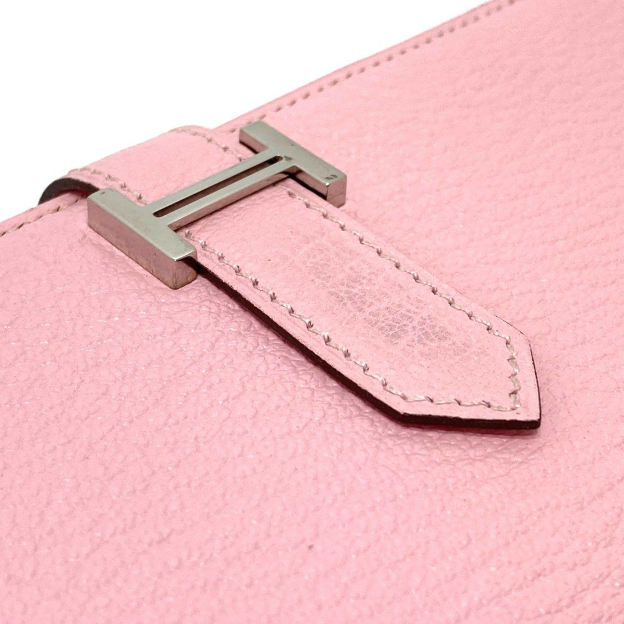 Hermes HERMES Bearn Soufflet Long Wallet with H Hardware, Chevre Mysore, Rose Sakura, Pink, for Women Size ONE SIZE - 5 Thumbnail