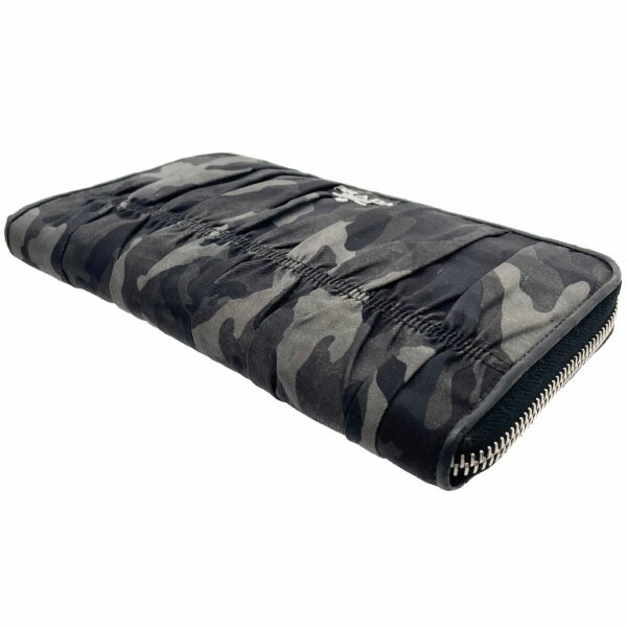 Prada Prada Camouflage Round Long Wallet, Nylon and Leather, Gray Black, 1M0506, PRADA Pattern, Shirring, Gathered Pleats, YY-15718 Size ONE SIZE - 4 Thumbnail