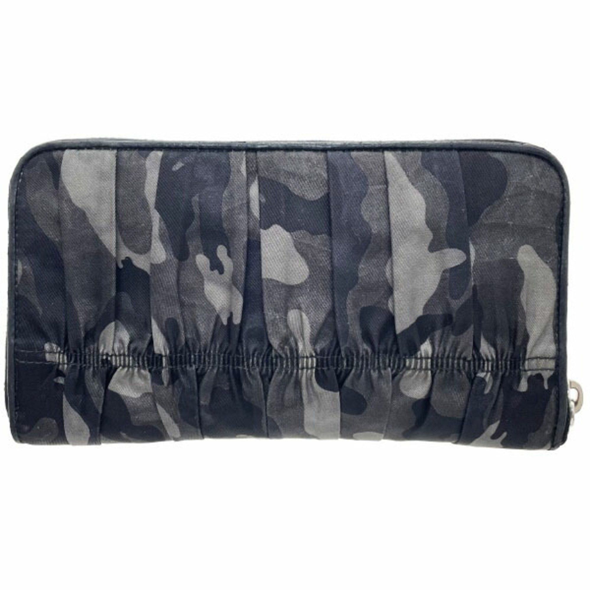 Prada Prada Camouflage Round Long Wallet, Nylon and Leather, Gray Black, 1M0506, PRADA Pattern, Shirring, Gathered Pleats, YY-15718 Size ONE SIZE - 2 Thumbnail