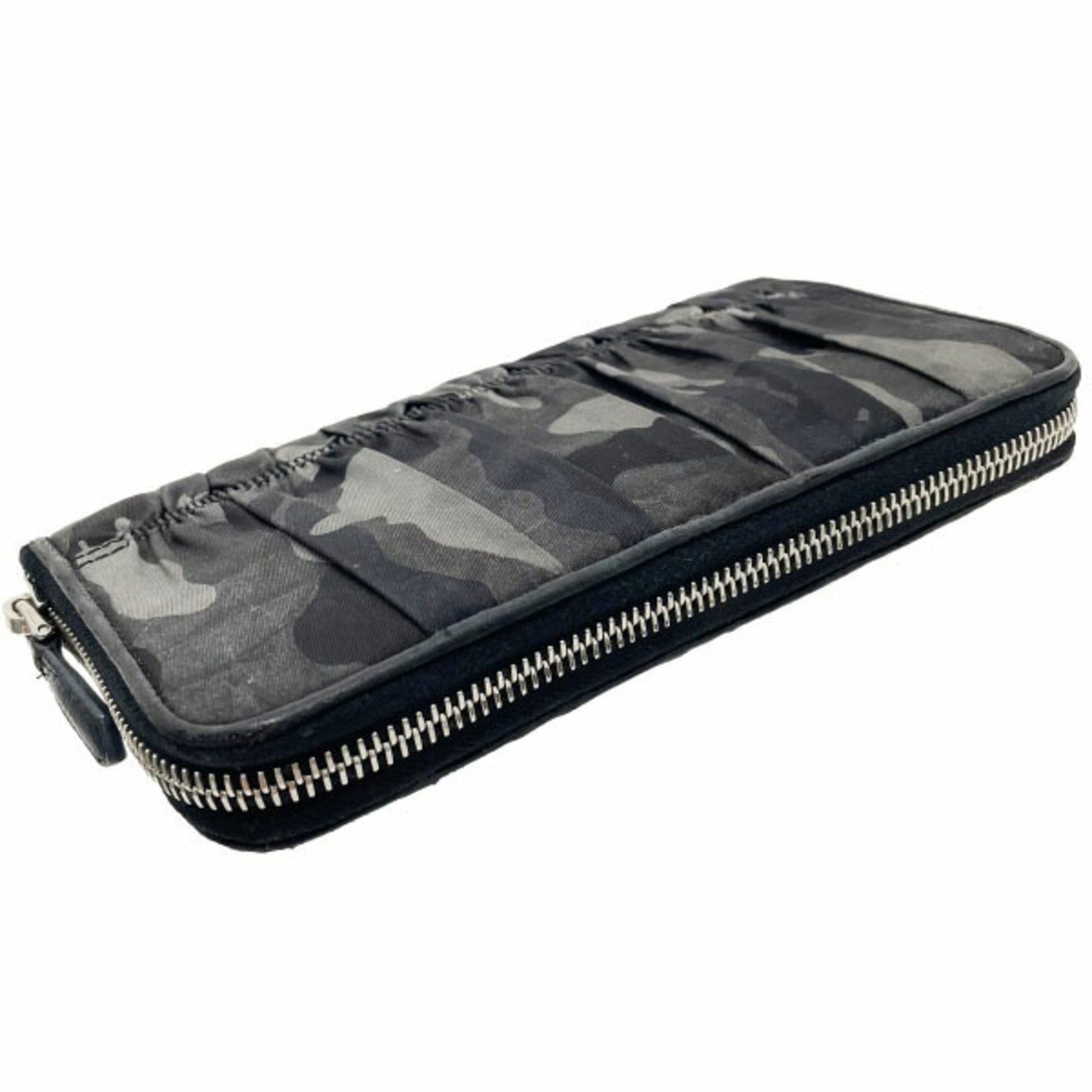 Prada Prada Camouflage Round Long Wallet, Nylon and Leather, Gray Black, 1M0506, PRADA Pattern, Shirring, Gathered Pleats, YY-15718 Size ONE SIZE - 3 Thumbnail