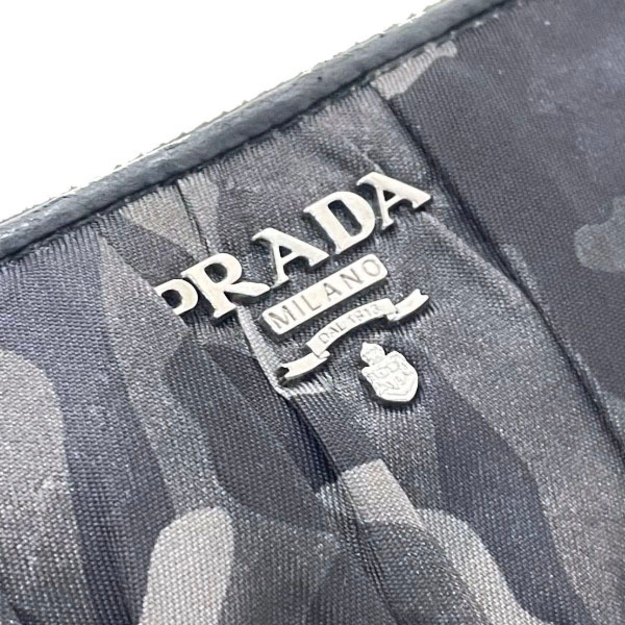 Prada Prada Camouflage Round Long Wallet, Nylon and Leather, Gray Black, 1M0506, PRADA Pattern, Shirring, Gathered Pleats, YY-15718 Size ONE SIZE - 7 Thumbnail
