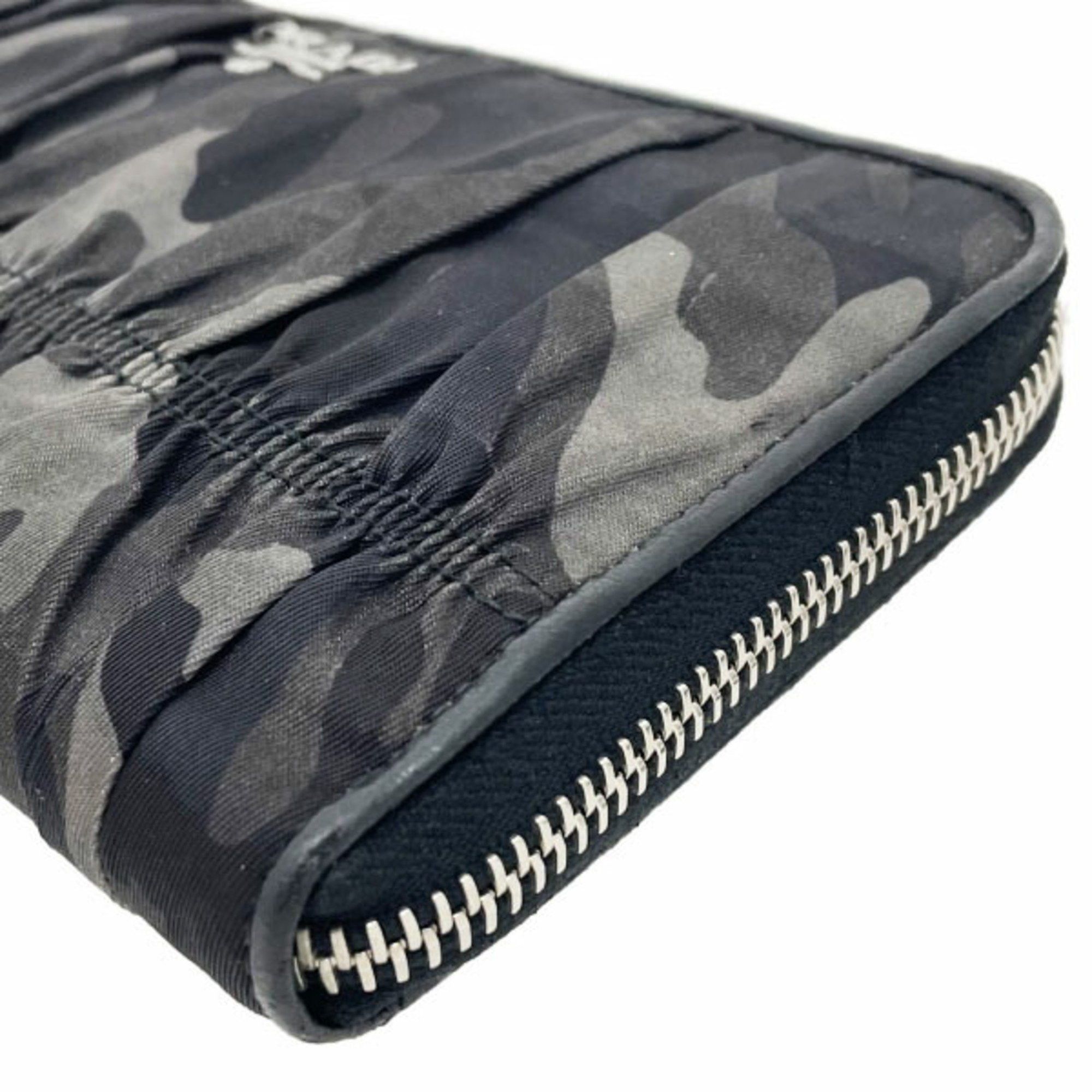 Prada Prada Camouflage Round Long Wallet, Nylon and Leather, Gray Black, 1M0506, PRADA Pattern, Shirring, Gathered Pleats, YY-15718 Size ONE SIZE - 5 Thumbnail