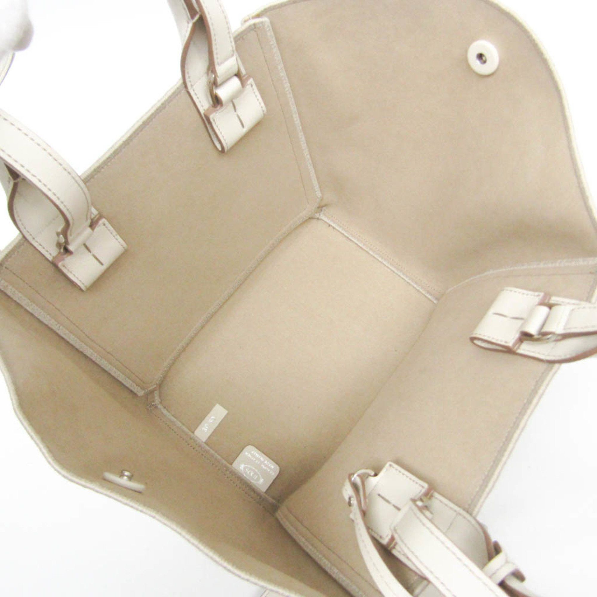 Tod's Tod's Double-handle Shopping Bag XBWCLTA0200TIP3Q71 Women's Linen,Cotton Handbag,Tote Bag Light Beige,White Size ONE SIZE - 5 Thumbnail