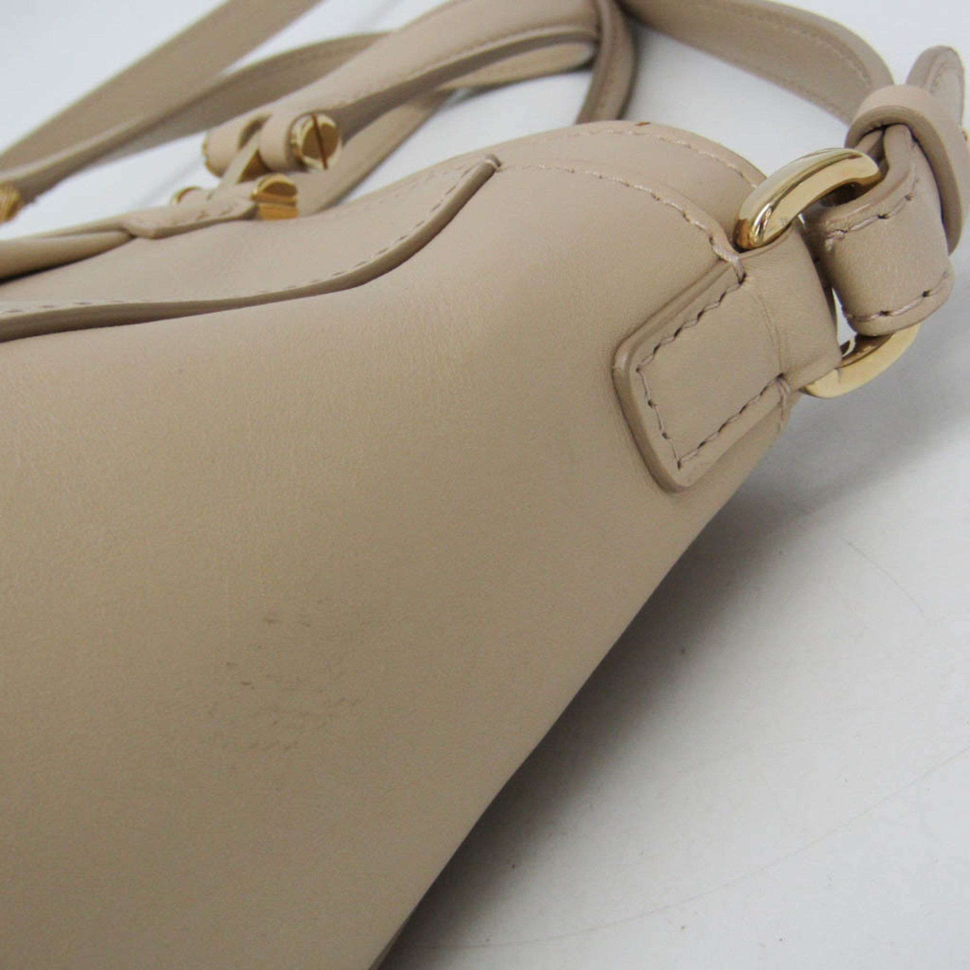 Salvatore Ferragamo Salvatore Ferragamo Gancini EE-21 F703 Women's Leather Handbag,Shoulder Bag Light Beige Size ONE SIZE - 9 Thumbnail