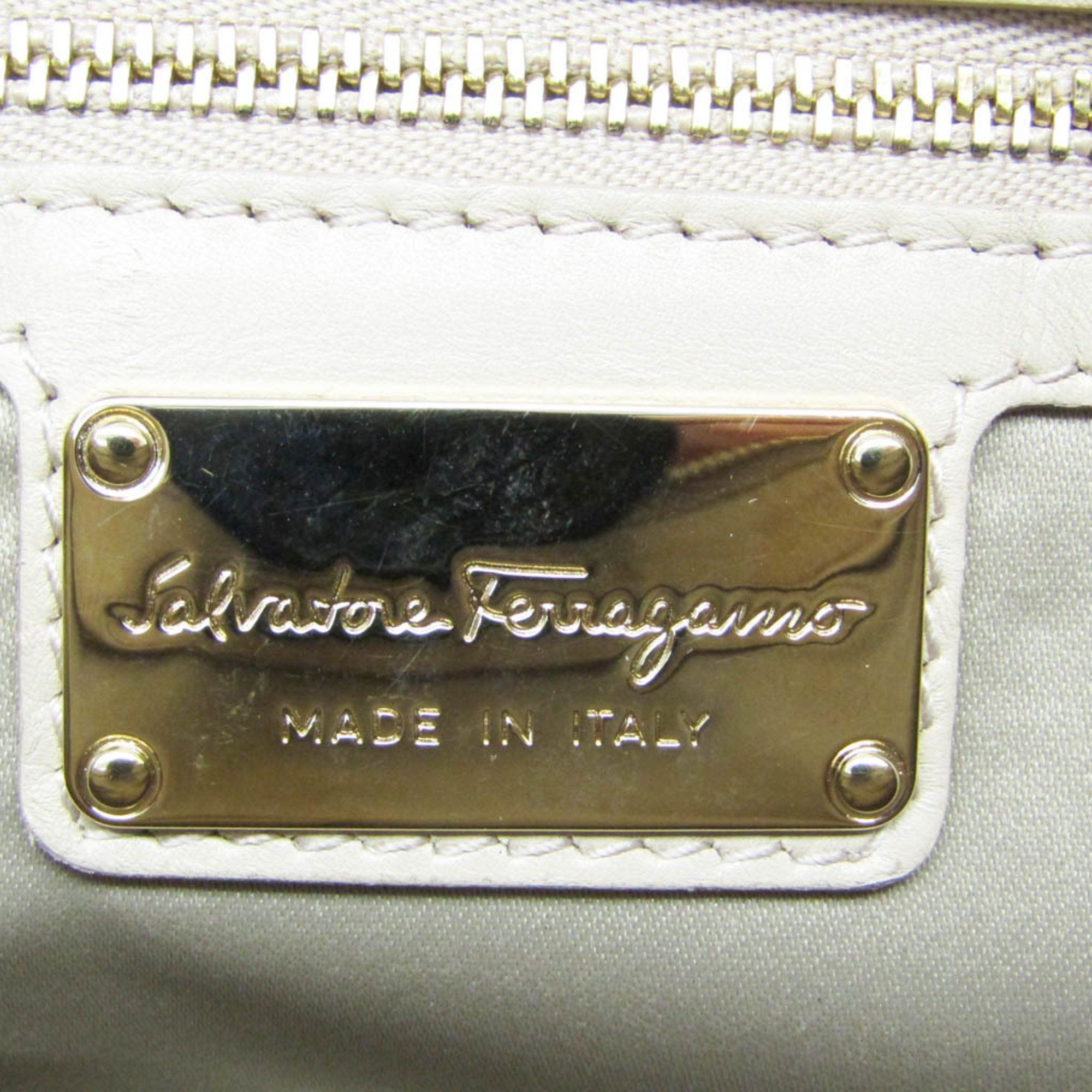 Salvatore Ferragamo Salvatore Ferragamo Gancini EE-21 F703 Women's Leather Handbag,Shoulder Bag Light Beige Size ONE SIZE - 18 Thumbnail