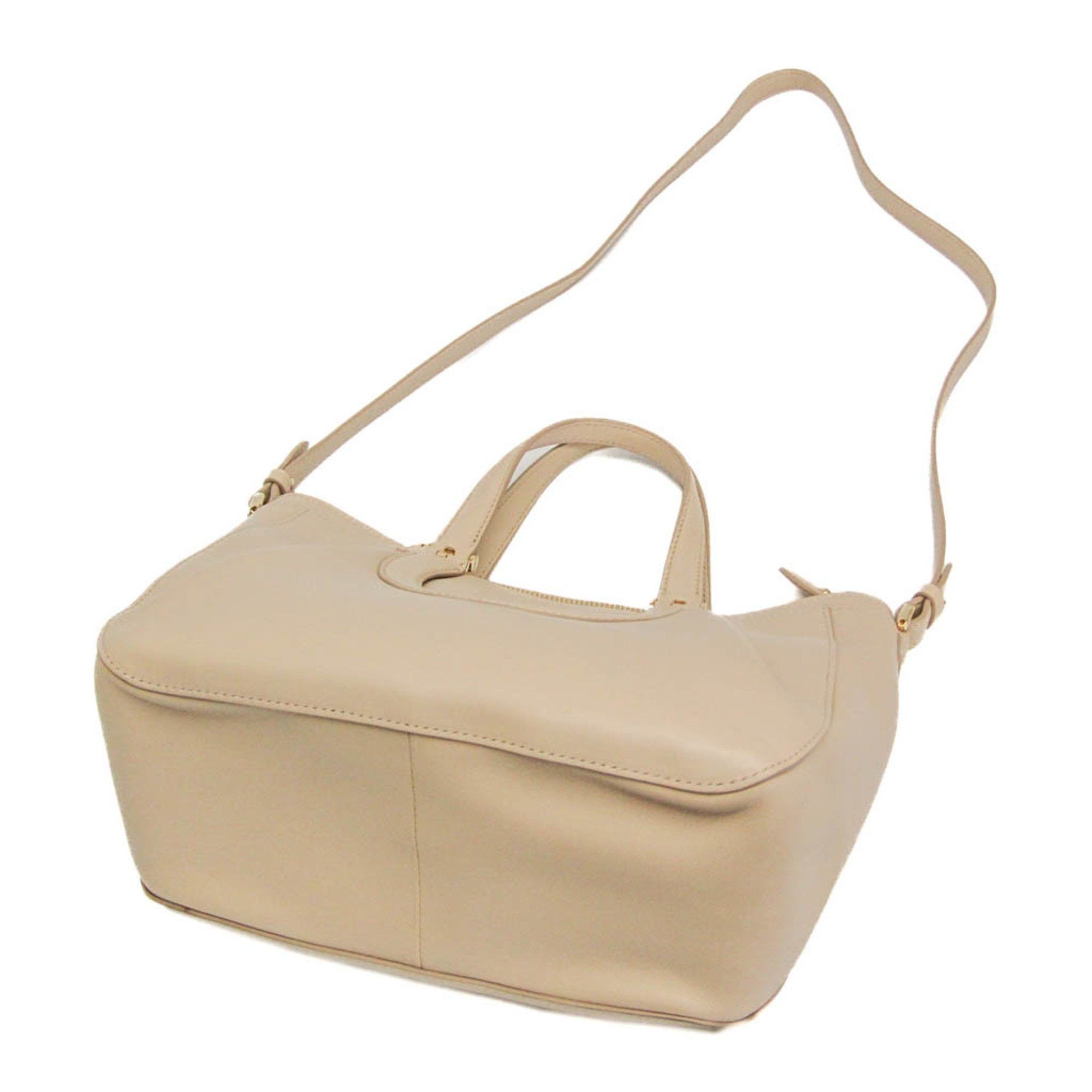 Salvatore Ferragamo Salvatore Ferragamo Gancini EE-21 F703 Women's Leather Handbag,Shoulder Bag Light Beige Size ONE SIZE - 3 Thumbnail