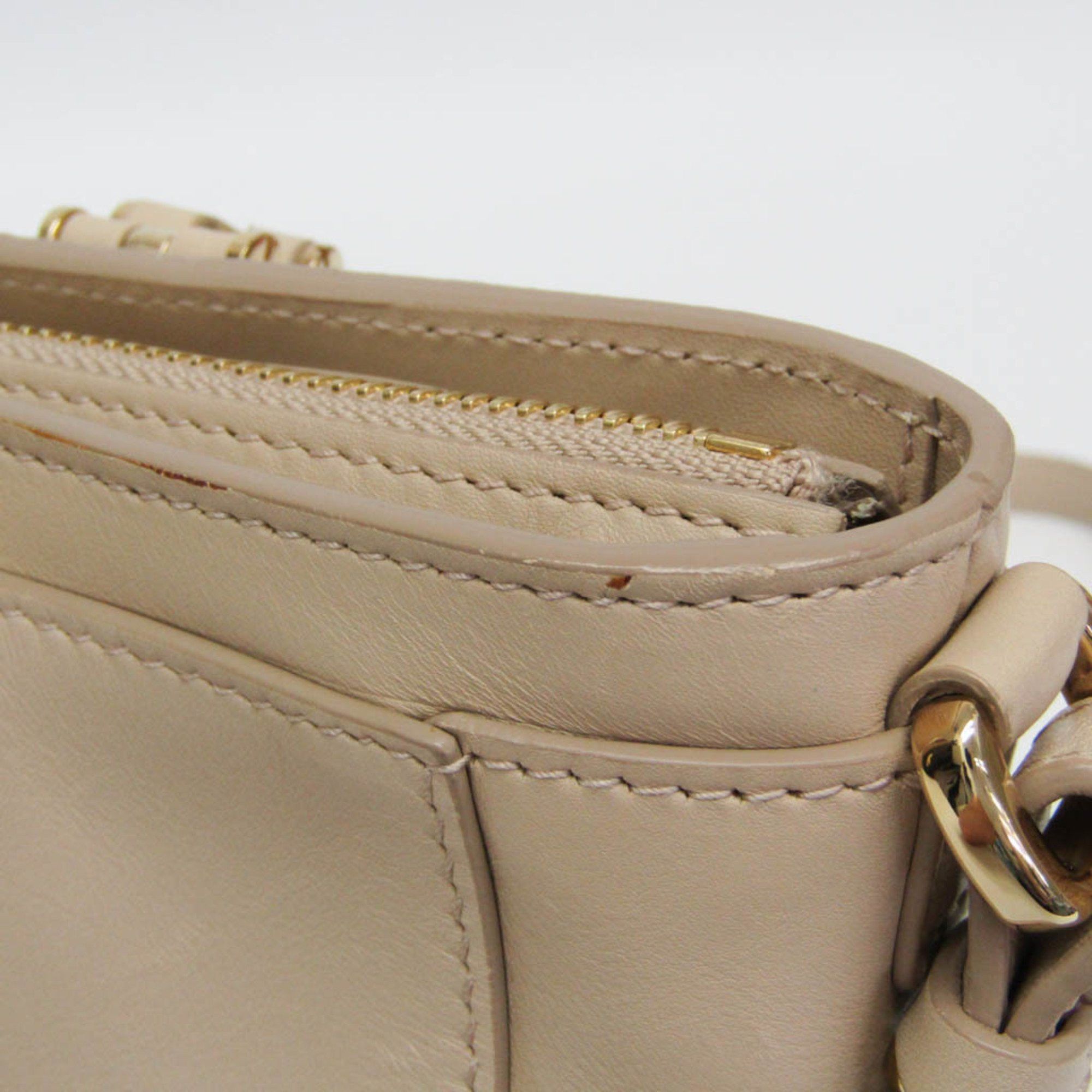 Salvatore Ferragamo Salvatore Ferragamo Gancini EE-21 F703 Women's Leather Handbag,Shoulder Bag Light Beige Size ONE SIZE - 14 Thumbnail